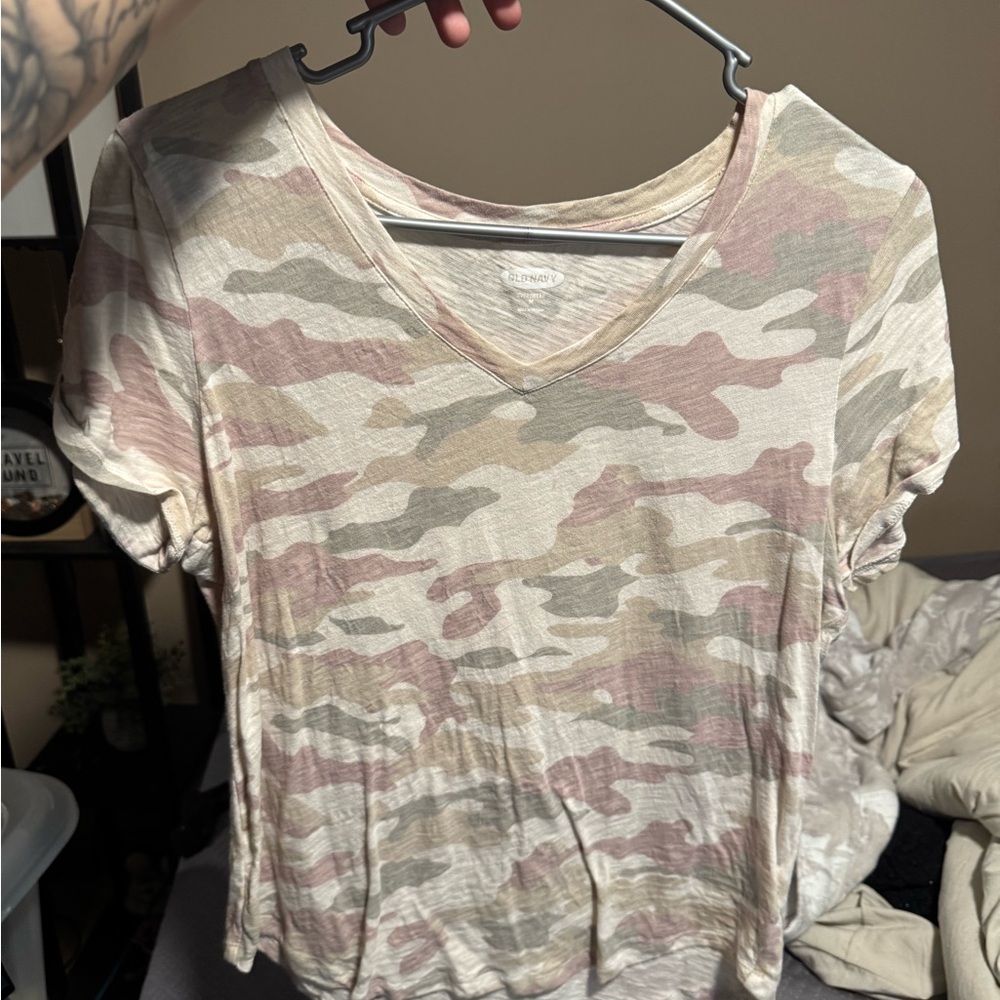 Women's Camouflage V-Neck Top